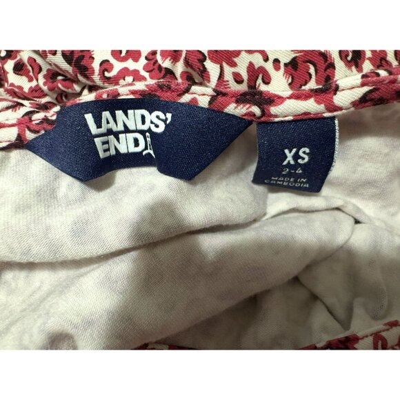 Land's End Red & White Mini Floral Print Twist Front Midi Dress Sz XS (2-4) - Picture 4 of 6